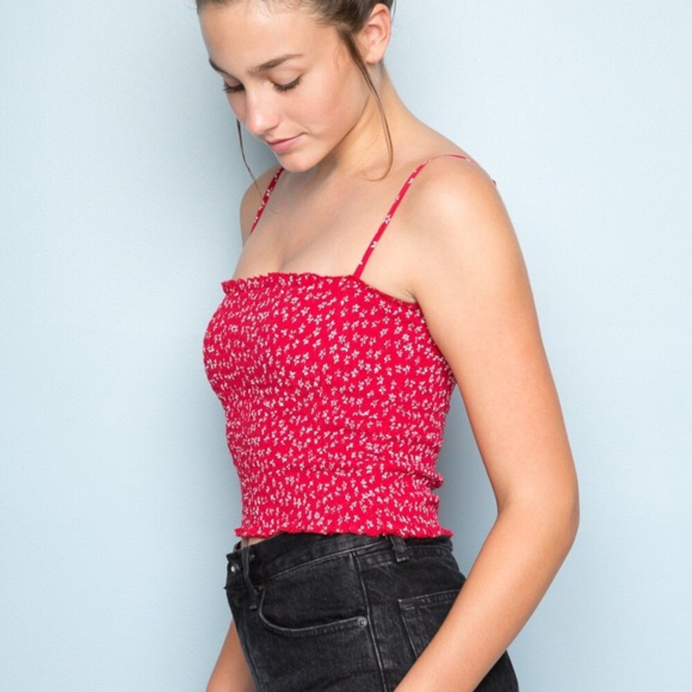 Red smocked Brandy Melville tank